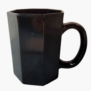 Arcoroc Black Octagon Ceramic Mug Vintage Coffee Cup France